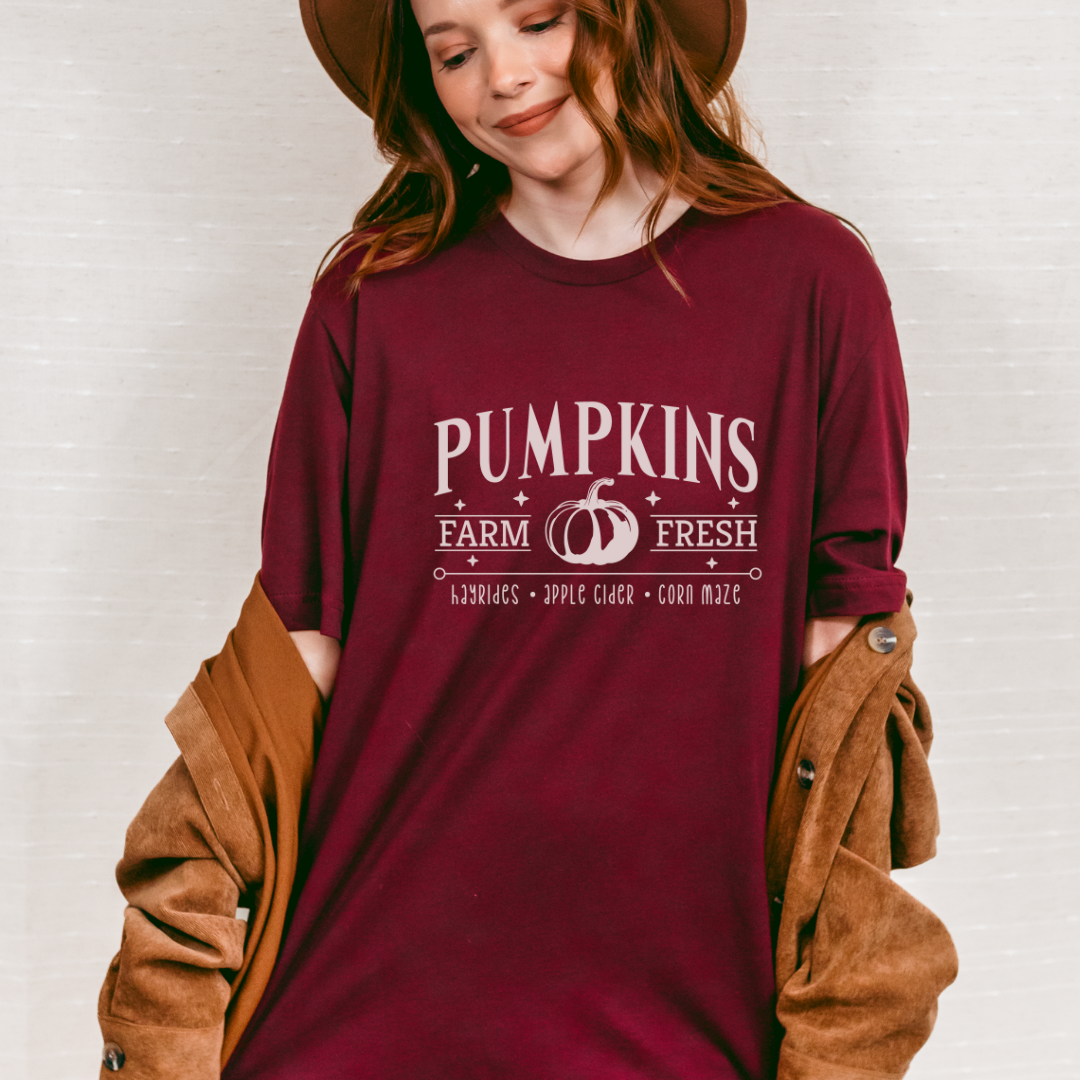 Pumpkins Farm Fresh| t- shirt | Maroon | Fall Collection