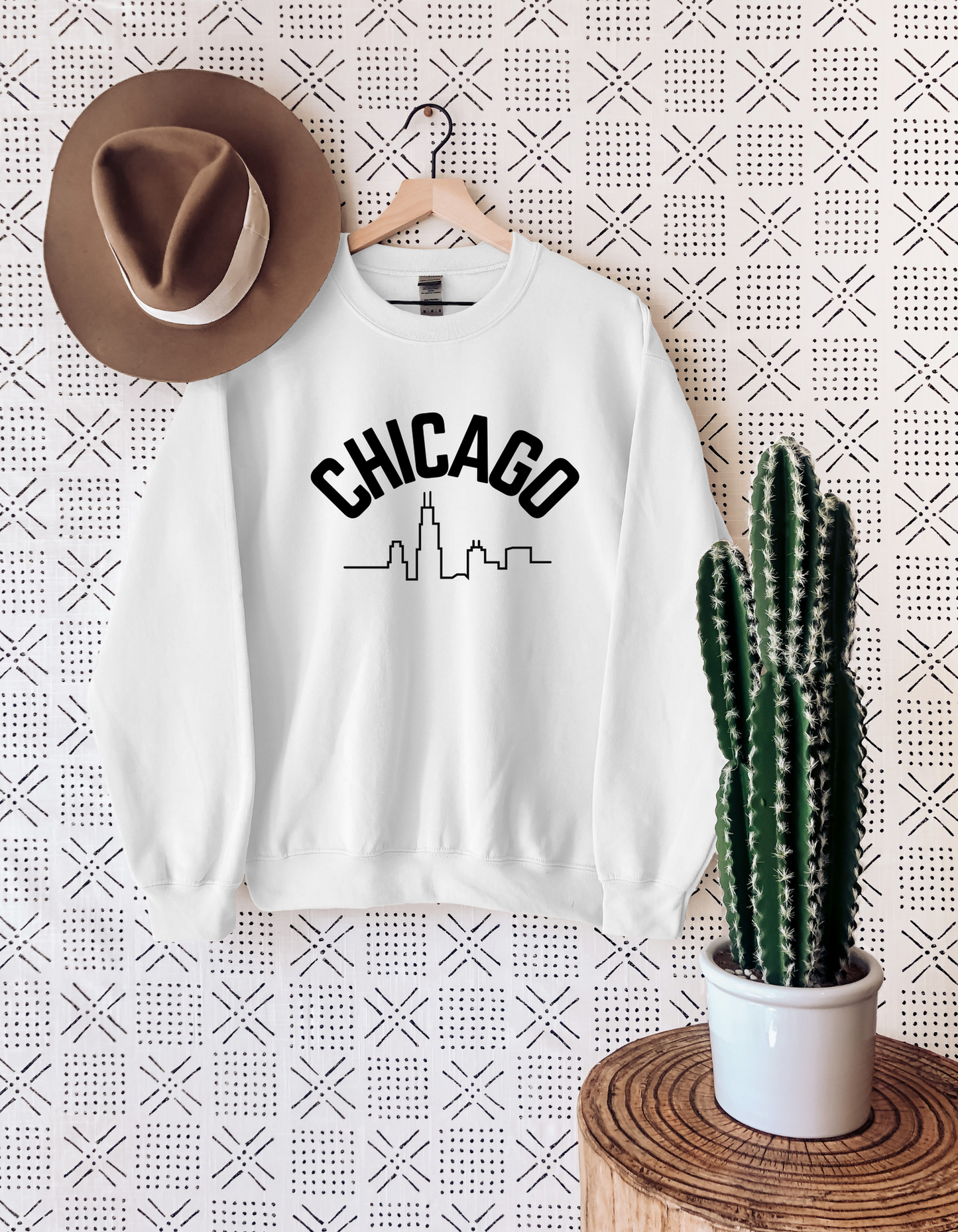 Chicago- White  Crewneck sweatshirt|  Cities Collection