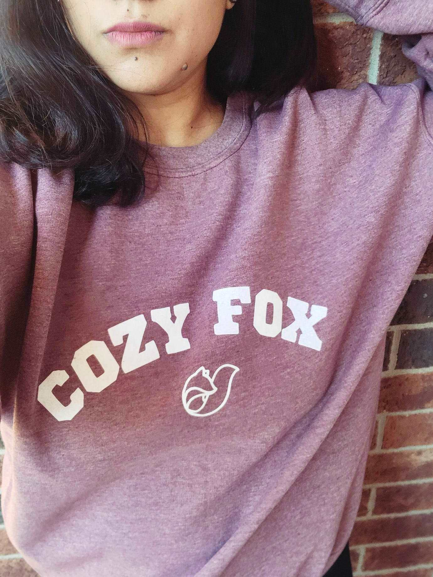 Cozy Fox Maroon heather crewneck