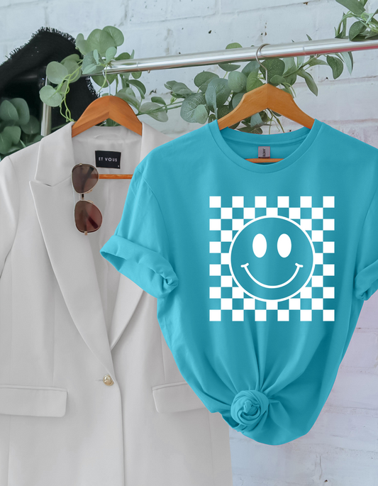 Checkered happy face  | Summer Collection | Cozy Fox Co.