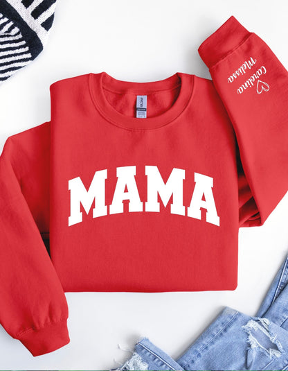 Mama Sweatshirt with Custom names | Red | Jenna makes Co.