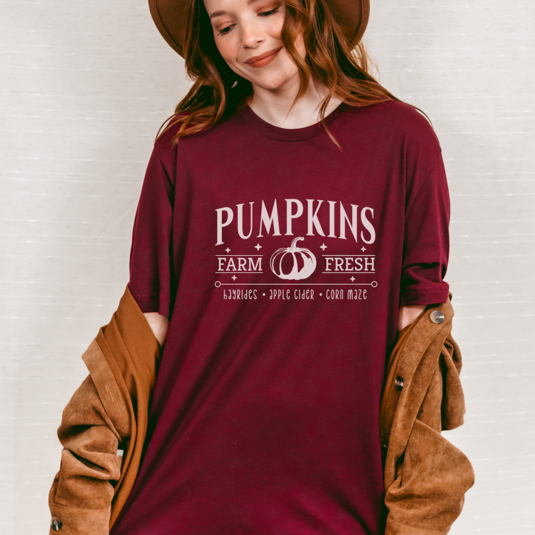 Pumpkins Farm Fresh| t- shirt | Maroon |  Fall Collection