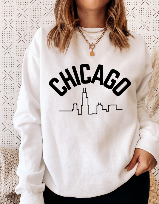 Chicago- White  Crewneck sweatshirt|  Cities Collection