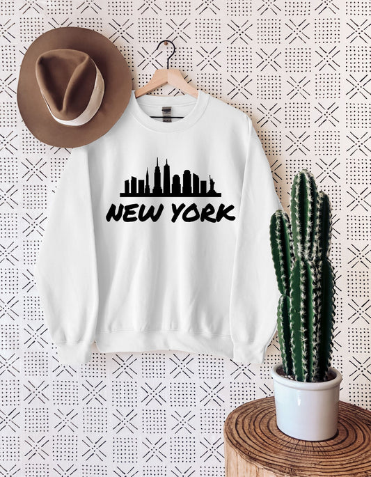New York - White  Crewneck sweatshirt|  Cities Collection