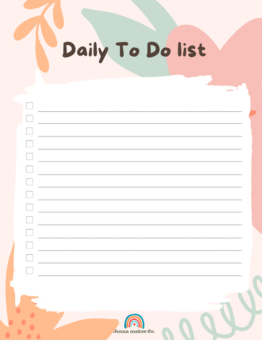 Daily To do list - Digital Download